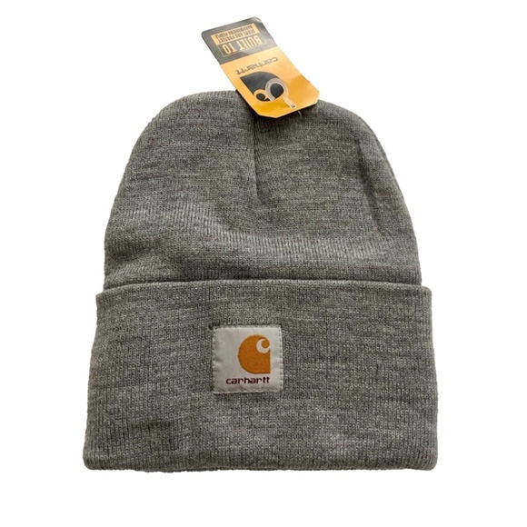 Carhartt Gray Knit Cuffed Beanie Hat A18 New NWT - Picture 1 of 4